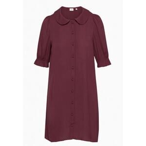 Aritzia Wilfred Poppins Puff Sleeve Shift Dress Burgundy Women's Size Small